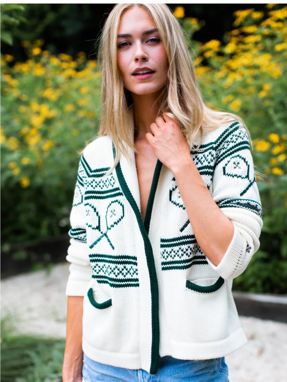 NEW Marea by Liz Joy Tennis Intarsia Shawl Cardigan. S. NWT